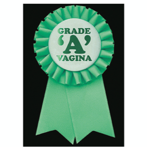 GRADE 'A' VAGINA - GREETING CARD WITH BUTTON BADGE