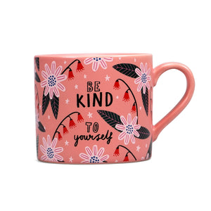 "BE KIND TO YOURSELF" MUG WITH ARTWORK BY BONBI FOREST