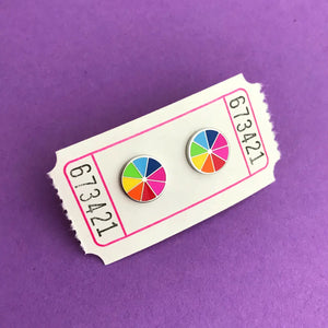 BRIGHT COLOUR WHEEL - STUD EARRINGS BY HANDOVER YOUR FAIRY CAKES