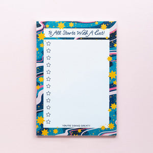 "IT ALL STARTS WITH A LIST” - A5 NOTEPAD BY NYASSA HINDE
