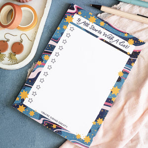 "IT ALL STARTS WITH A LIST” - A5 NOTEPAD BY NYASSA HINDE