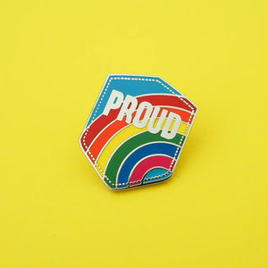 "PROUD" - ENAMEL PIN BADGE BY HAND OVER YOUR FAIRY CAKES