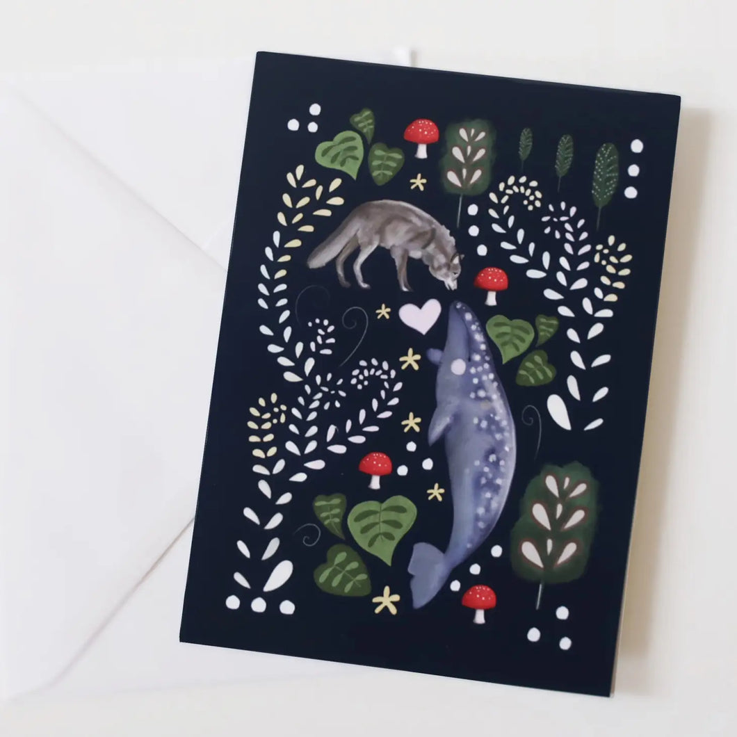 WOLF & WHALE - GREETINGS CARD BY GLITTER AND EARTH